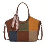 Bolso de Hombro Sintético con Diseño Cuadrados Colores y Lazo Decorativo Mujer - Imagen 5