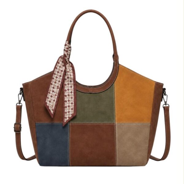 Bolso de Hombro Sintético con Diseño Cuadrados Colores y Lazo Decorativo Mujer - Imagen 5