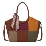 Bolso de Hombro Sintético con Diseño Cuadrados Colores y Lazo Decorativo Mujer - Imagen 6