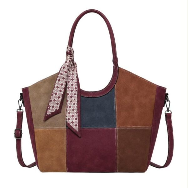 Bolso de Hombro Sintético con Diseño Cuadrados Colores y Lazo Decorativo Mujer - Imagen 3