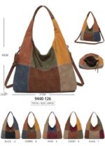 Bolso de Hombro Sintético tipo Hobo con Diseño Cuadrados Colores y Bolsillos Internos - Imagen 7