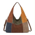 Bolso de Hombro Sintético tipo Hobo con Diseño Cuadrados Colores y Bolsillos Internos - Imagen 5