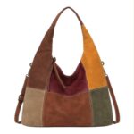 Bolso de Hombro Sintético tipo Hobo con Diseño Cuadrados Colores y Bolsillos Internos - Imagen 6