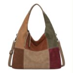 Bolso de Hombro Sintético tipo Hobo con Diseño Cuadrados Colores y Bolsillos Internos - Imagen 3