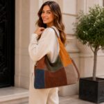 Bolso de Hombro Sintético tipo Hobo con Diseño Cuadrados Colores y Bolsillos Internos - Imagen 2