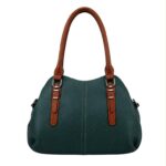 Bolso de Hombro Sintético tipo Bowling con 2 Asas marrones y 3 Compartimentos para Mujer