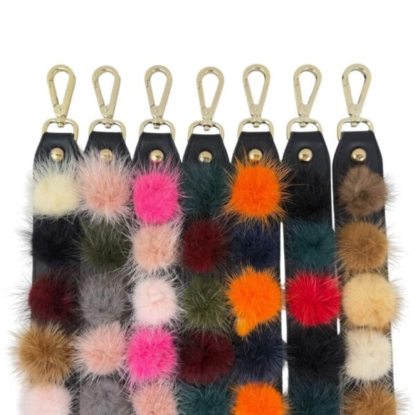 Asa para Bolso de Piel con Pompones Decorativos de Pelito - Imagen 2