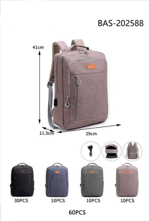 CGCABAS-202588-All Amplia Mochila Sintética de Hombre con 2 Bolsillos Frontales y Cierre de Cremalleras - Imagen 1