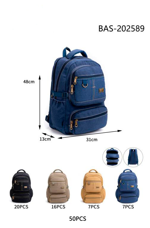 CGCABAS-202589-All Mochila Sintética de Hombre con Gran Capacidad y 4 Bolsillos Frontales con Cremallera - Imagen 1