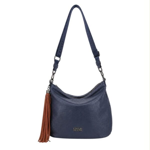 Bolso de Hombro Sintético Coveri Collection con Cremallera Inferior Decorativa y Flecos - Imagen 5