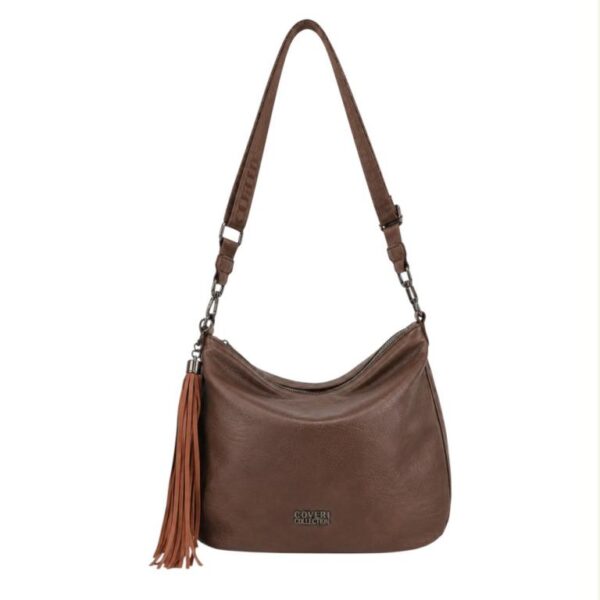 Bolso de Hombro Sintético Coveri Collection con Cremallera Inferior Decorativa y Flecos - Imagen 12