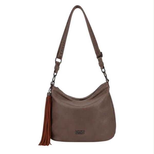 Bolso de Hombro Sintético Coveri Collection con Cremallera Inferior Decorativa y Flecos - Imagen 2