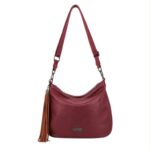 Bolso de Hombro Sintético Coveri Collection con Cremallera Inferior Decorativa y Flecos