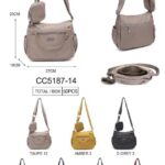 Bolso Bandolera de Mujer en Tela Nylon Coveri Collection con 6 Compartimentos y Monedero Extra