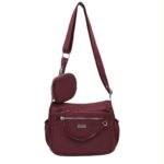 Bolso Bandolera de Mujer en Tela Nylon Coveri Collection con 6 Compartimentos y Monedero Extra