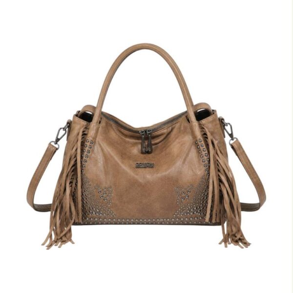 Bolso de Mano Sintético Coveri Collection con Tachuelas, Flecos y Botones en la Cremallera - Imagen 6
