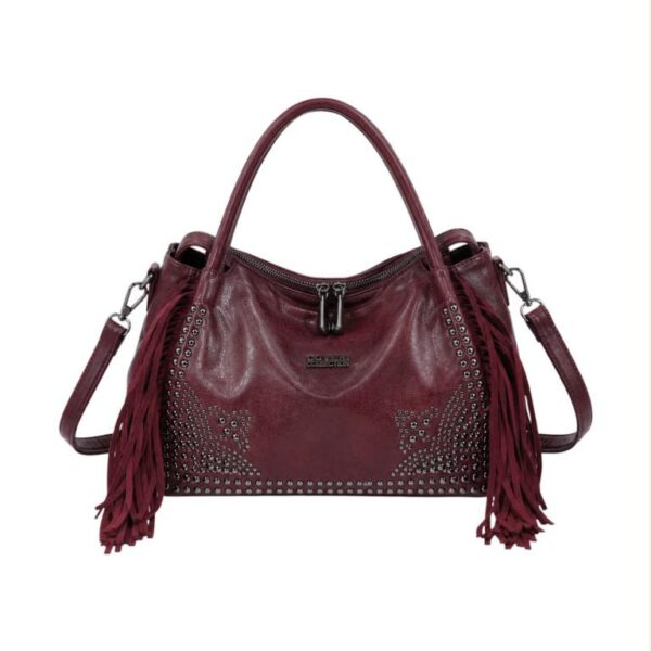 Bolso de Mano Sintético Coveri Collection con Tachuelas, Flecos y Botones en la Cremallera - Imagen 5