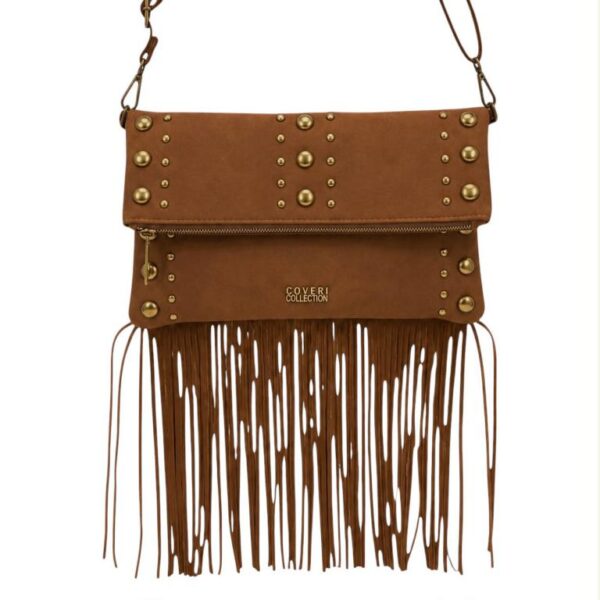 Bolso Bandolera Sintético Coveri Collection con Flecos, Piedras Frontales y Bolsillo Trasero Mujer - Imagen 4
