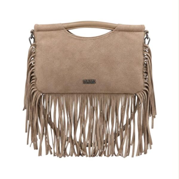Bolso de Mano Sintético Estilo Serraje Coveri Collection con Flecos Decorativos para Mujer - Imagen 4