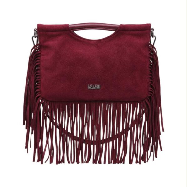 Bolso de Mano Sintético Estilo Serraje Coveri Collection con Flecos Decorativos para Mujer - Imagen 2