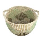 Cesta Decorativa en Paja de Agua Natural con 2 Asas y Bonito Diseño para Mujer