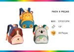 Mochila Escolar con Diseño Infantil de Animales, Alegres Colores y Varios Bolsillos