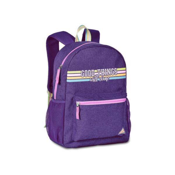 Mochila Escolar Juvenil con Diseño Frontal "Good Things Well Done" y Líneas de Colores - Imagen 2