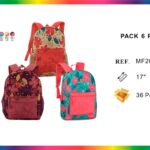 Mochila Escolar Juvenil con Diseño Floral Colorido, Compartimentos Laterales y Bolsillo Frontal