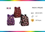 Mochila Escolar Juvenil con Diseño de Flores, Bolsillo Frontal y Compartimentos de Rejilla