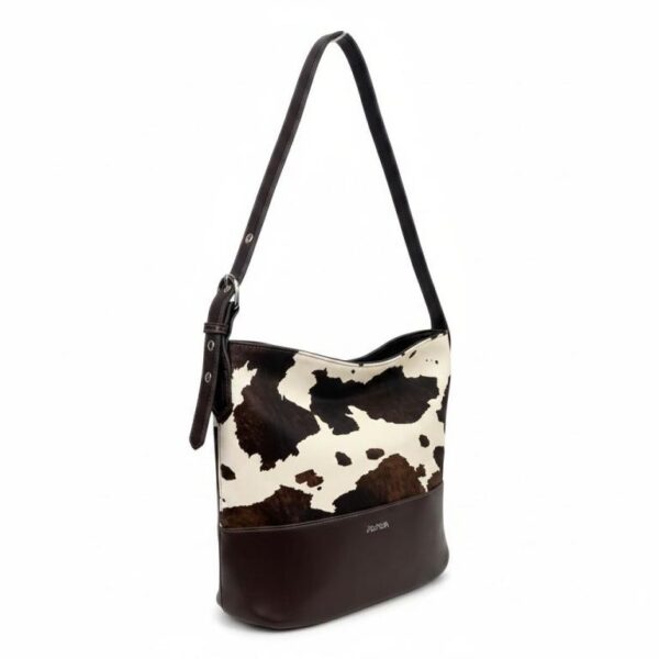 Bolso de Hombro Sintético Acacia tipo Hobo con Diseño Vaca y Asa Ajustable para Mujer - Imagen 3