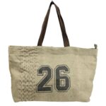 Bolso de Hombro Artesanal tipo Shopper en Yute con Números en el Frontal para Mujer - Imagen 4