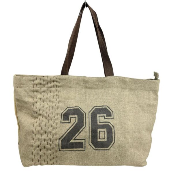 Bolso de Hombro Artesanal tipo Shopper en Yute con Números en el Frontal para Mujer - Imagen 4