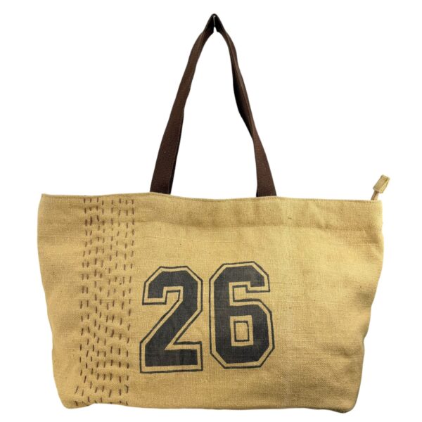 Bolso de Hombro Artesanal tipo Shopper en Yute con Números en el Frontal para Mujer - Imagen 2