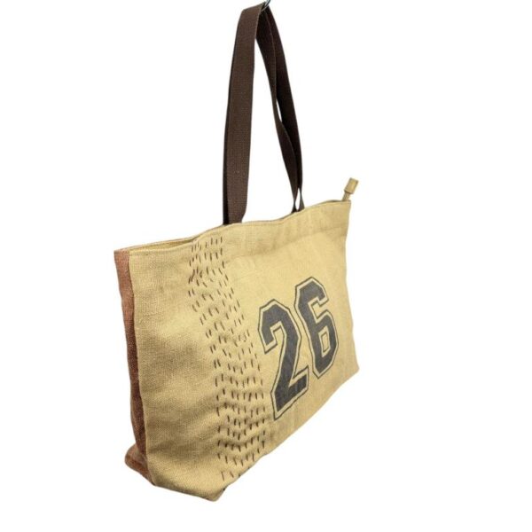 Bolso de Hombro Artesanal tipo Shopper en Yute con Números en el Frontal para Mujer - Imagen 5