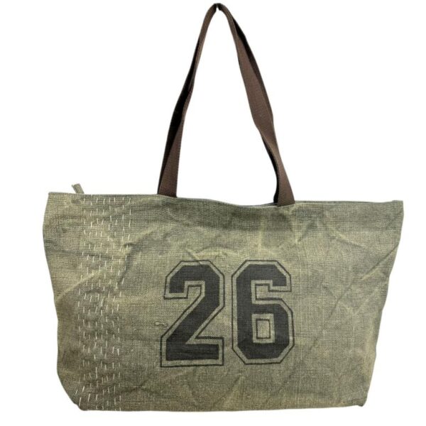 Bolso de Hombro Artesanal tipo Shopper en Yute con Números en el Frontal para Mujer - Imagen 3