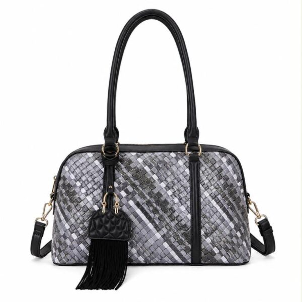 Bolso de Hombro Sintético tipo Bowling con Diseño Multicolor y Decoración Frontal para Mujer - Imagen 3