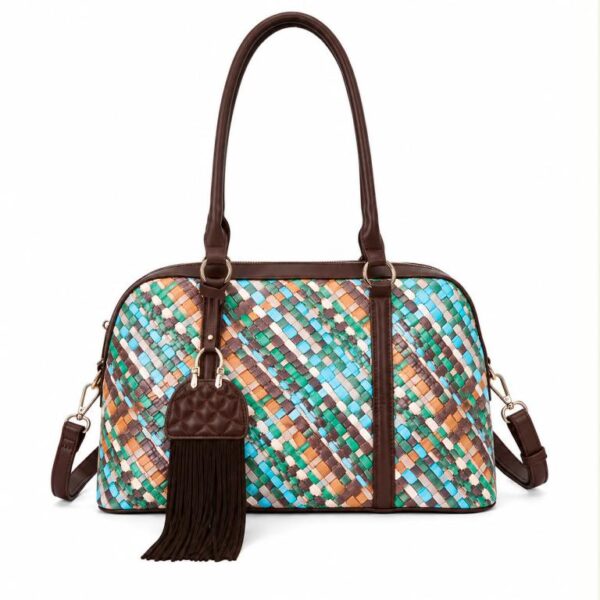 Bolso de Hombro Sintético tipo Bowling con Diseño Multicolor y Decoración Frontal para Mujer - Imagen 7