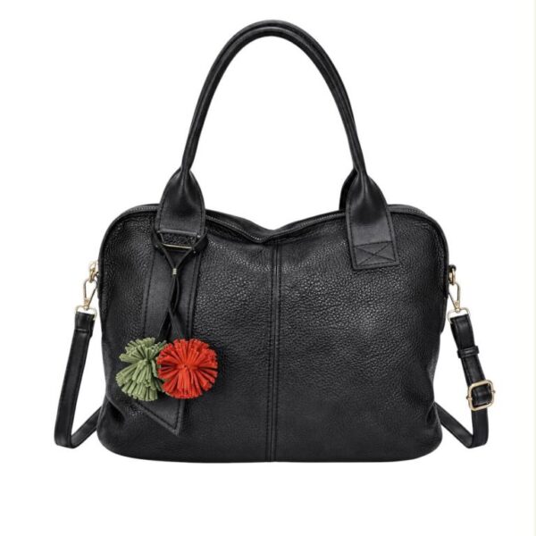 Bolso Maletín Sintético de Mujer con Gran Calidad y Pompones Frontales de Colores Decorativos - Imagen 7