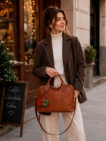 Bolso Maletín Sintético de Mujer con Gran Calidad y Pompones Frontales de Colores Decorativos - Imagen 2