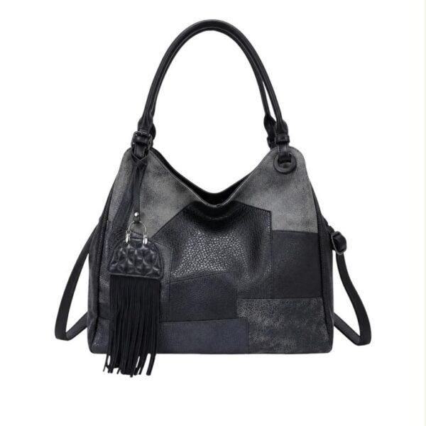 Bolso de Hombro Sintético Hobo para Mujer tipo Patchwork con Frontal Decorativo y Cremallera - Imagen 3