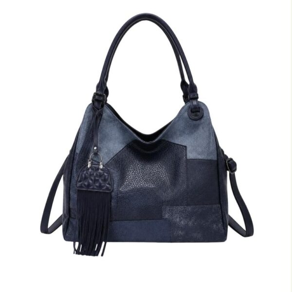 Bolso de Hombro Sintético Hobo para Mujer tipo Patchwork con Frontal Decorativo y Cremallera - Imagen 5