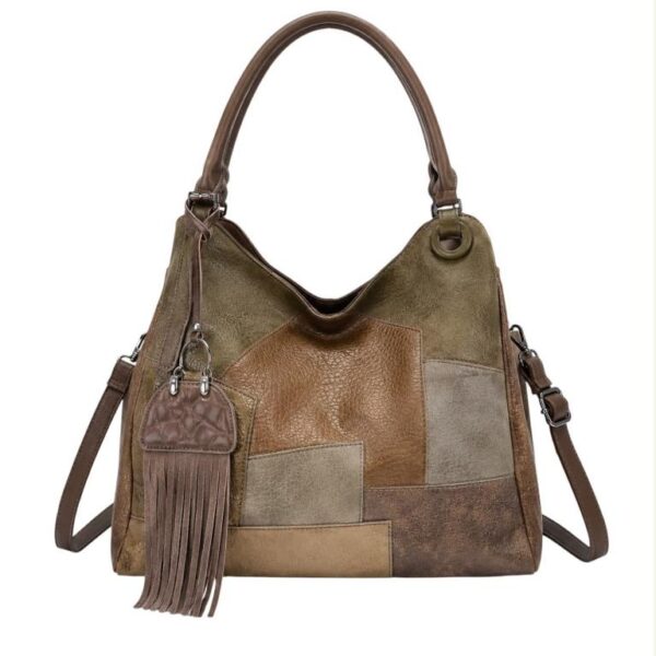 Bolso de Hombro Sintético Hobo para Mujer tipo Patchwork con Frontal Decorativo y Cremallera - Imagen 7