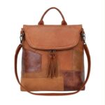 Mochila Sintética de Mujer tipo Patchwork con Solapa de Botón y Bolsillos Exteriores - Imagen 3
