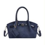 Bolso de Mano Sintético Estilo Serraje con Tira Marrón Decorativa y Monedero Extra de Mujer - Imagen 2