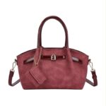 Bolso de Mano Sintético Estilo Serraje con Tira Marrón Decorativa y Monedero Extra de Mujer - Imagen 4