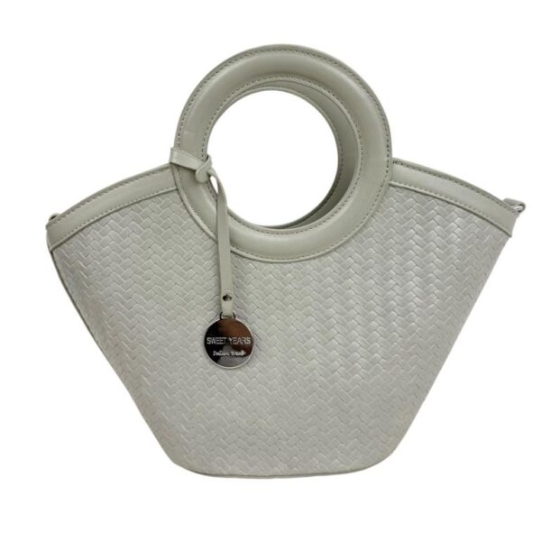 Bolso de Mano Sintético con Diseño Trenzado y 2 Asas Cortas Circulares para Mujer - Imagen 3