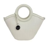 Bolso de Mano Sintético con Diseño Trenzado y 2 Asas Cortas Circulares para Mujer - Imagen 4