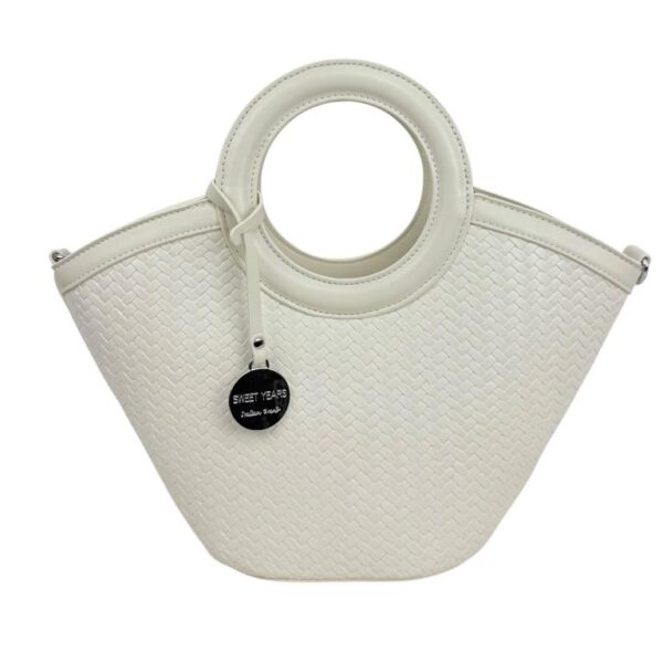 Bolso de Mano Sintético con Diseño Trenzado y 2 Asas Cortas Circulares para Mujer - Imagen 4