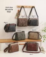 Bolso de Hombro Sintético Tricolor Estilo Vintage con 4 Bolsillos con Cremallera para Mujer