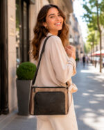 Bolso de Hombro Sintético Tricolor Estilo Vintage con 4 Bolsillos con Cremallera para Mujer - Imagen 2